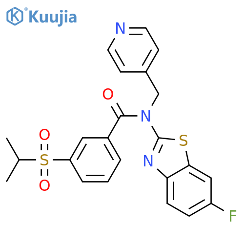 N-(6-fluoro-1,3-benzothiazol-2-yl)-3-(propane-2-sulfonyl)-N-(pyridin-4-yl)methylbenzamide structure