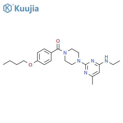 2-4-(4-butoxybenzoyl)piperazin-1-yl-N-ethyl-6-methylpyrimidin-4-amine structure