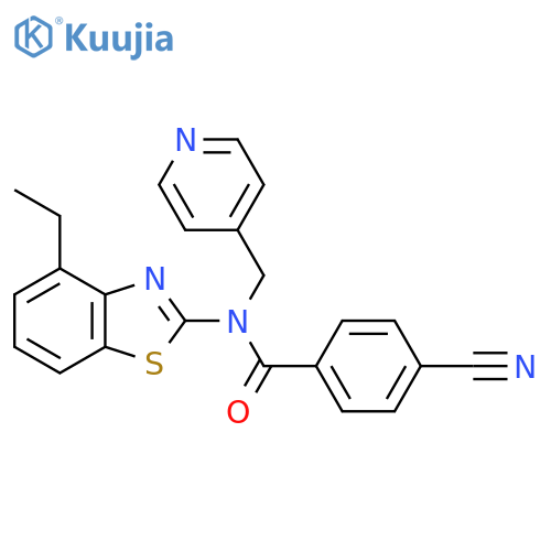 4-cyano-N-(4-ethyl-1,3-benzothiazol-2-yl)-N-(pyridin-4-yl)methylbenzamide structure