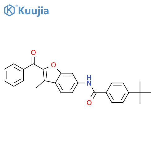 N-(2-benzoyl-3-methyl-1-benzofuran-6-yl)-4-tert-butylbenzamide structure