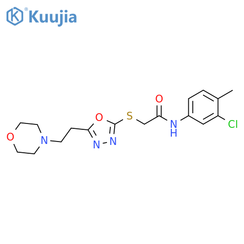 N-(3-chloro-4-methylphenyl)-2-({5-2-(morpholin-4-yl)ethyl-1,3,4-oxadiazol-2-yl}sulfanyl)acetamide structure