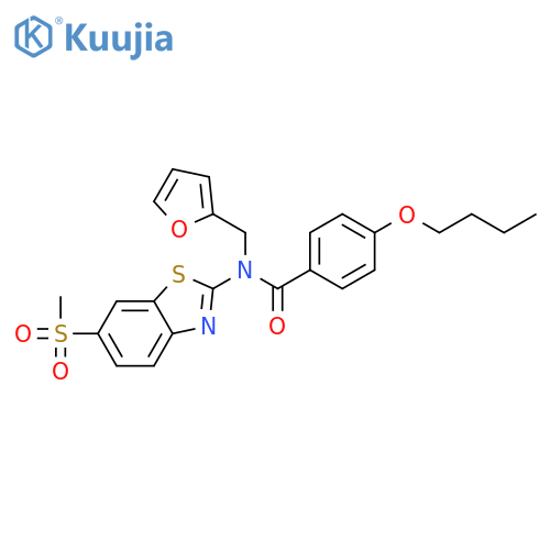 4-butoxy-N-(furan-2-yl)methyl-N-(6-methanesulfonyl-1,3-benzothiazol-2-yl)benzamide structure