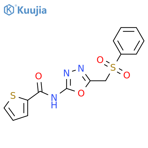 N-{5-(benzenesulfonyl)methyl-1,3,4-oxadiazol-2-yl}thiophene-2-carboxamide structure