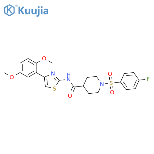 N-4-(2,5-dimethoxyphenyl)-1,3-thiazol-2-yl-1-(4-fluorobenzenesulfonyl)piperidine-4-carboxamide structure