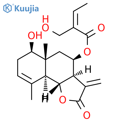 (Z)-2-(Hydroxymethyl)-2-butenoic acid (3aR)-2,3,3aβ,4,5,5a,6,7,9aβ,9bα-decahydro-6α-hydroxy-5aα,9-dimethyl-3-methylene-2-oxonaphtho[1,2-b]furan-4α-yl ester structure