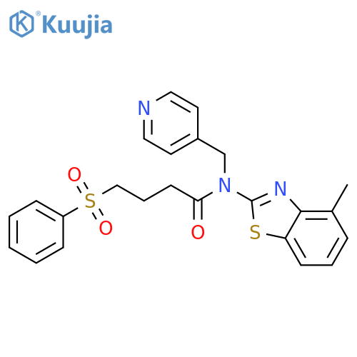 4-(benzenesulfonyl)-N-(4-methyl-1,3-benzothiazol-2-yl)-N-(pyridin-4-yl)methylbutanamide structure
