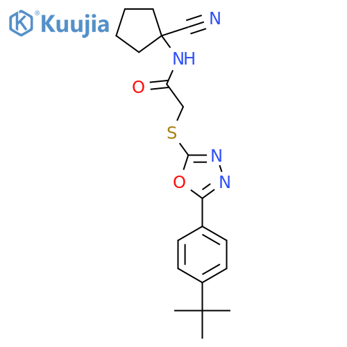 2-{[5-(4-tert-butylphenyl)-1,3,4-oxadiazol-2-yl]sulfanyl}-N-(1-cyanocyclopentyl)acetamide structure
