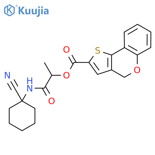 1-[(1-cyanocyclohexyl)carbamoyl]ethyl 4H-thieno[3,2-c]chromene-2-carboxylate structure