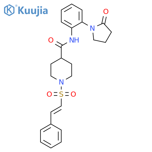 N-[2-(2-oxopyrrolidin-1-yl)phenyl]-1-(2-phenylethenesulfonyl)piperidine-4-carboxamide structure