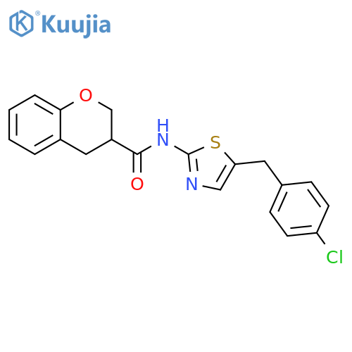 N-{5-(4-chlorophenyl)methyl-1,3-thiazol-2-yl}-3,4-dihydro-2H-1-benzopyran-3-carboxamide structure
