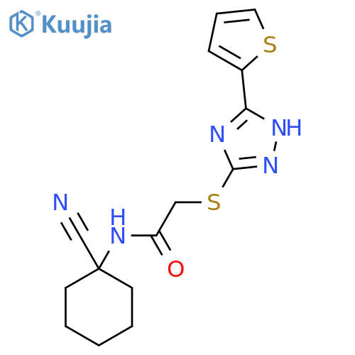 N-(1-cyanocyclohexyl)-2-{[5-(thiophen-2-yl)-4H-1,2,4-triazol-3-yl]sulfanyl}acetamide structure