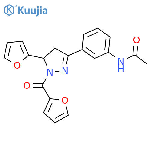 N-{3-1-(furan-2-carbonyl)-5-(furan-2-yl)-4,5-dihydro-1H-pyrazol-3-ylphenyl}acetamide structure