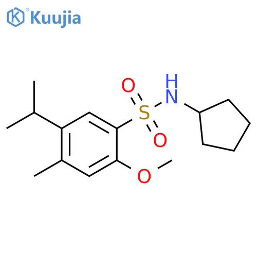 N-cyclopentyl-2-methoxy-4-methyl-5-(propan-2-yl)benzene-1-sulfonamide structure