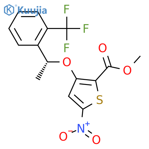 (R)-Methyl 5-nitro-3-(1-(2-(trifluoromethyl)-phenyl)ethoxy)thiophene-2-carboxylate structure