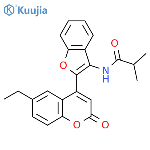 N-2-(6-ethyl-2-oxo-2H-chromen-4-yl)-1-benzofuran-3-yl-2-methylpropanamide structure