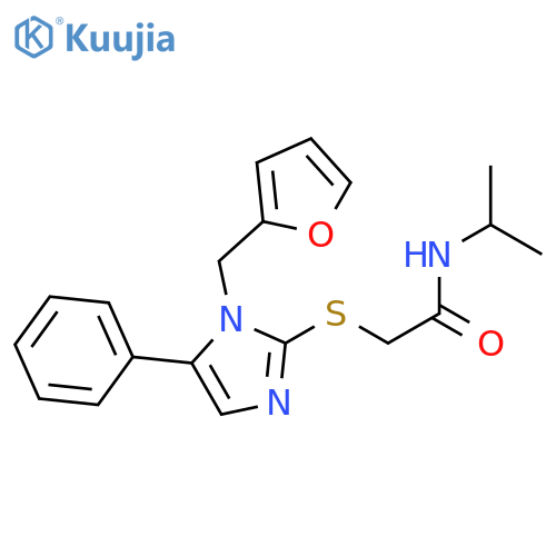 2-({1-(furan-2-yl)methyl-5-phenyl-1H-imidazol-2-yl}sulfanyl)-N-(propan-2-yl)acetamide structure
