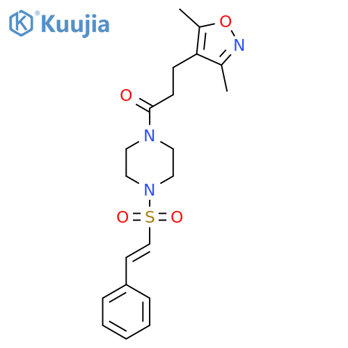 3-(3,5-Dimethyl-1,2-oxazol-4-yl)-1-[4-(2-phenylethenesulfonyl)piperazin-1-yl]propan-1-one structure