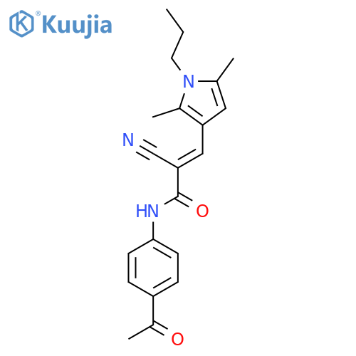 (E)-N-(4-acetylphenyl)-2-cyano-3-(2,5-dimethyl-1-propylpyrrol-3-yl)prop-2-enamide structure