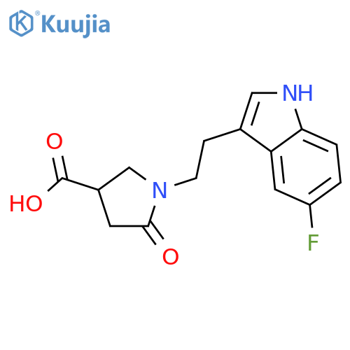 1-2-(5-Fluoro-1H-indol-3-yl)ethyl-5-oxopyrrolidine-3-carboxylic Acid structure