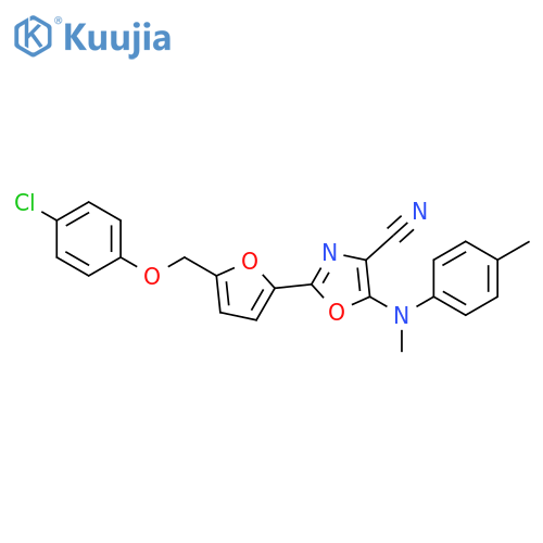2-{5-(4-chlorophenoxy)methylfuran-2-yl}-5-{(4-methylphenyl)methylamino}-1,3-oxazole-4-carbonitrile structure
