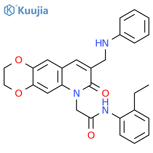 N-(2-ethylphenyl)-2-{7-oxo-8-(phenylamino)methyl-2H,3H,6H,7H-1,4dioxino2,3-gquinolin-6-yl}acetamide structure