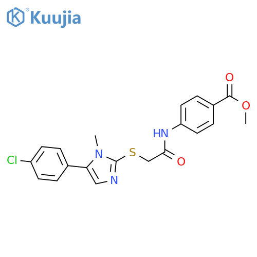 methyl 4-(2-{5-(4-chlorophenyl)-1-methyl-1H-imidazol-2-ylsulfanyl}acetamido)benzoate structure