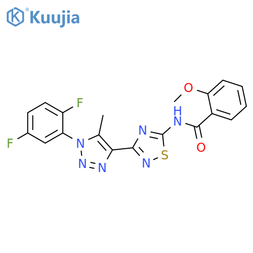 N-{3-1-(2,5-difluorophenyl)-5-methyl-1H-1,2,3-triazol-4-yl-1,2,4-thiadiazol-5-yl}-2-methoxybenzamide structure