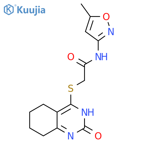 N-(5-methyl-1,2-oxazol-3-yl)-2-(2-oxo-1,2,5,6,7,8-hexahydroquinazolin-4-yl)sulfanylacetamide structure