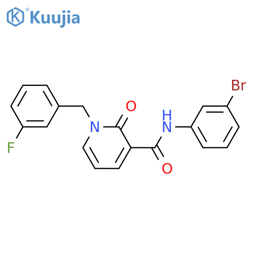 N-(3-bromophenyl)-1-(3-fluorophenyl)methyl-2-oxo-1,2-dihydropyridine-3-carboxamide structure
