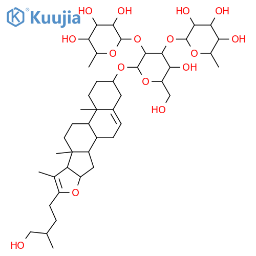 β-D-Glucopyranoside, (3β,25S)-26-hydroxyfurosta-5,20(22)-dien-3-yl O-6-deoxy-α-L-mannopyranosyl-(1→2)-O-[6-deoxy-α-L-mannopyranosyl-(1→3)]- (9CI) structure
