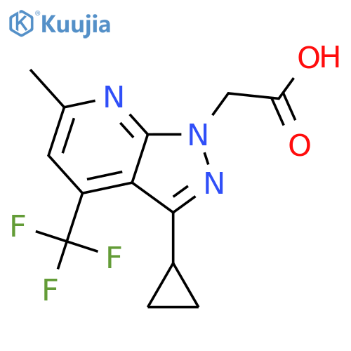2-3-cyclopropyl-6-methyl-4-(trifluoromethyl)-1H-pyrazolo3,4-bpyridin-1-ylacetic acid structure