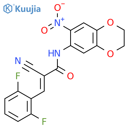 2-cyano-3-(2,6-difluorophenyl)-N-(7-nitro-2,3-dihydro-1,4-benzodioxin-6-yl)prop-2-enamide structure