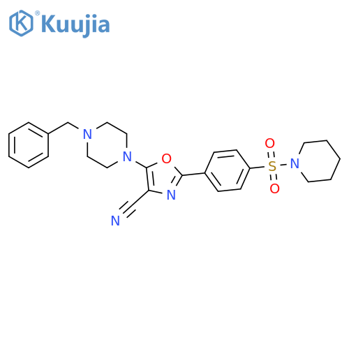 5-(4-benzylpiperazin-1-yl)-2-4-(piperidine-1-sulfonyl)phenyl-1,3-oxazole-4-carbonitrile structure