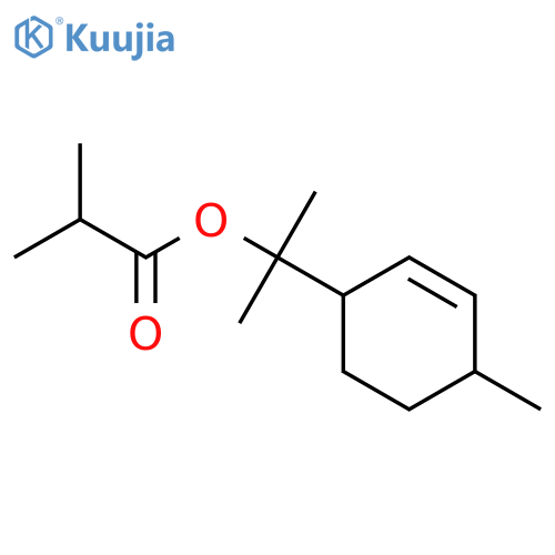 Propanoic acid,2-methyl-, 1-methyl-1-(4-methyl-2-cyclohexen-1-yl)ethyl ester structure