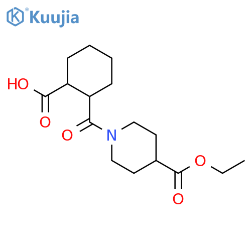2-{4-(Ethoxycarbonyl)-1-piperidinyl-carbonyl}cyclohexanecarboxylic acid structure