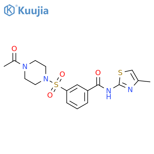 3-(4-acetylpiperazin-1-yl)sulfonyl-N-(4-methyl-1,3-thiazol-2-yl)benzamide structure