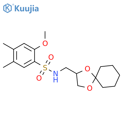 N-({1,4-dioxaspiro4.5decan-2-yl}methyl)-2-methoxy-4,5-dimethylbenzene-1-sulfonamide structure