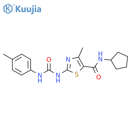 N-cyclopentyl-4-methyl-2-{(4-methylphenyl)carbamoylamino}-1,3-thiazole-5-carboxamide structure