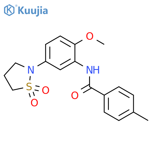 N-5-(1,1-dioxo-1lambda6,2-thiazolidin-2-yl)-2-methoxyphenyl-4-methylbenzamide structure