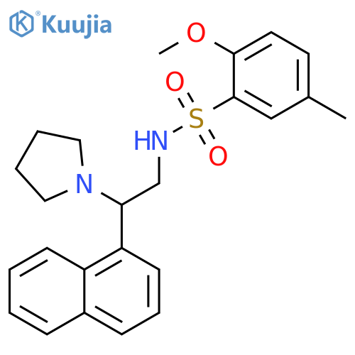 2-methoxy-5-methyl-N-2-(naphthalen-1-yl)-2-(pyrrolidin-1-yl)ethylbenzene-1-sulfonamide structure