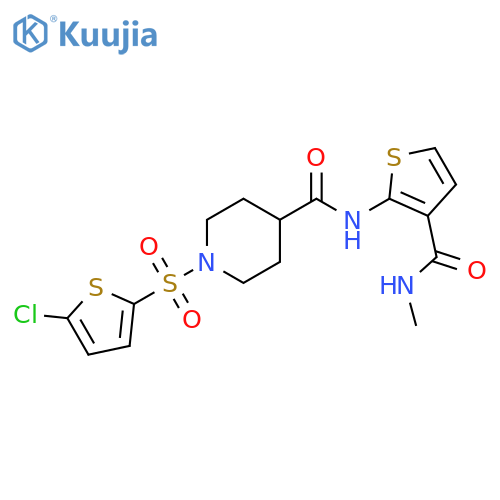 1-(5-chlorothiophen-2-yl)sulfonyl-N-3-(methylcarbamoyl)thiophen-2-ylpiperidine-4-carboxamide structure