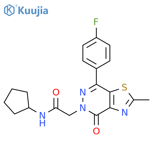 N-cyclopentyl-2-7-(4-fluorophenyl)-2-methyl-4-oxo-4H,5H-1,3thiazolo4,5-dpyridazin-5-ylacetamide structure