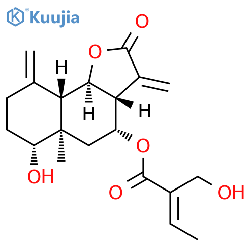 (E)-2-(Hydroxymethyl)-2-butenoic acid (3aR)-2,3,3aβ,4,5,5a,6,7,8,9,9aβ,9bα-dodecahydro-6α-hydroxy-5aα-methyl-3,9-bis(methylene)-2-oxonaphtho[1,2-b]furan-4α-yl ester structure