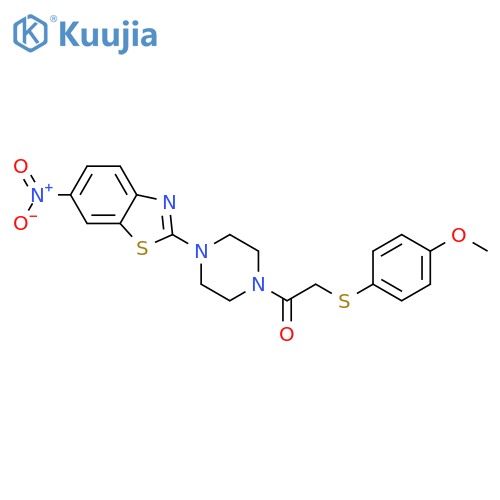 2-(4-methoxyphenyl)sulfanyl-1-4-(6-nitro-1,3-benzothiazol-2-yl)piperazin-1-ylethan-1-one structure