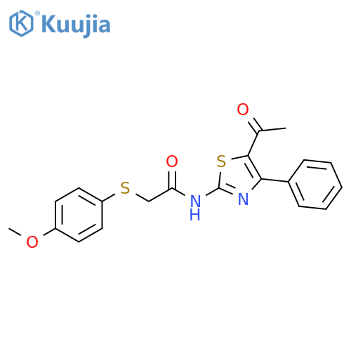 N-(5-acetyl-4-phenyl-1,3-thiazol-2-yl)-2-(4-methoxyphenyl)sulfanylacetamide structure