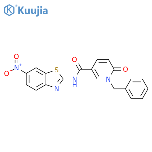 1-benzyl-N-(6-nitro-1,3-benzothiazol-2-yl)-6-oxo-1,6-dihydropyridine-3-carboxamide structure