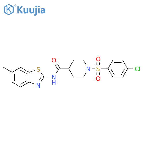 1-(4-chlorobenzenesulfonyl)-N-(6-methyl-1,3-benzothiazol-2-yl)piperidine-4-carboxamide structure