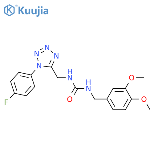 1-(3,4-dimethoxyphenyl)methyl-3-{1-(4-fluorophenyl)-1H-1,2,3,4-tetrazol-5-ylmethyl}urea structure