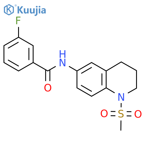 3-fluoro-N-(1-methanesulfonyl-1,2,3,4-tetrahydroquinolin-6-yl)benzamide structure