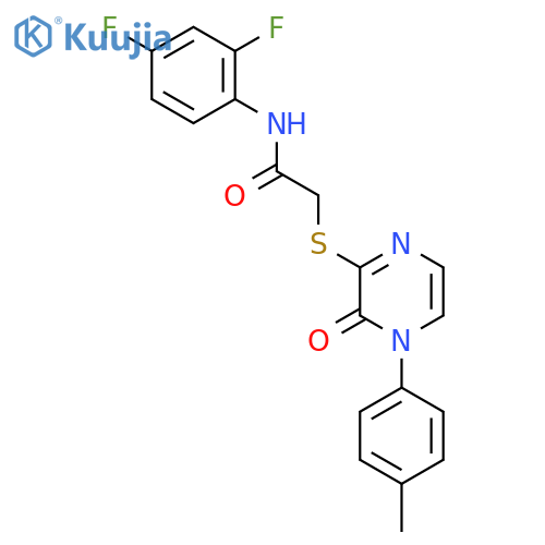 N-(2,4-difluorophenyl)-2-{4-(4-methylphenyl)-3-oxo-3,4-dihydropyrazin-2-ylsulfanyl}acetamide structure